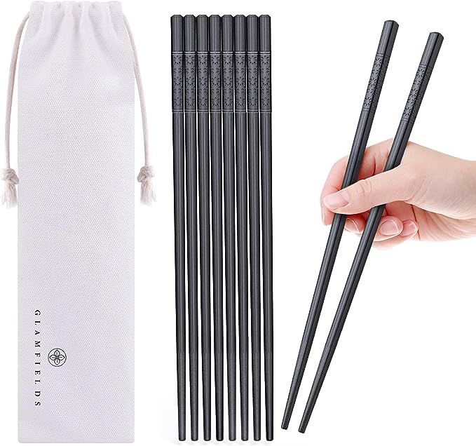 5 Pairs Fiberglass Chopsticks, GLAMFIELDS Reusable Japanese Chinese Chop sticks Dishwasher Safe, ... | Amazon (US)