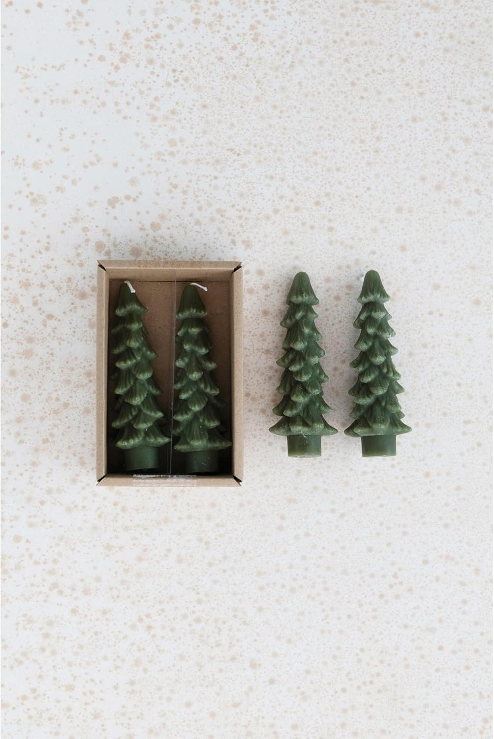 Creative Co-Op Unscented Tree Shaped Taper Candles, Evergreen, Boxed Set Of 2 | Amazon (US)