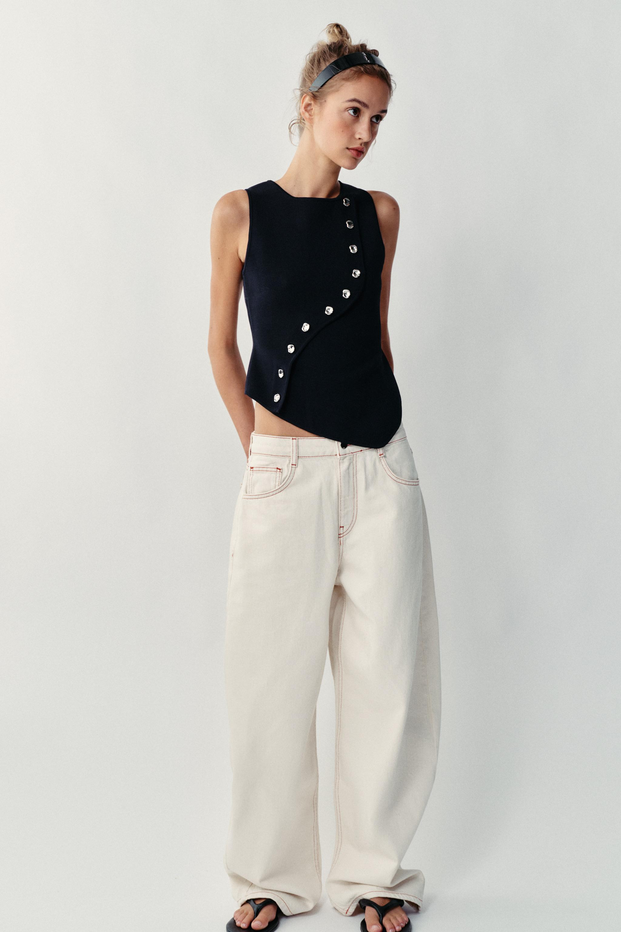 ASYMMETRIC CLOSURE KNIT TOP | Zara US