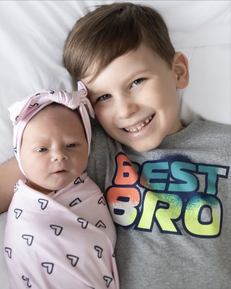 The best big bro to his baby sister! We just love watching Caleb’s love for Arabella, and she loves him so much, too! 💗

I’m so glad we got this adorable baby girl pink heart swaddle with matching headband and best bro t-shirt!

This was from the hospital newborn photoshoot when Arabella was 1 day old and big brother Caleb’s 6 years old. 

baby girl swaddle and headband set, pink heart swaddles, newborn baby girls outfit, brother t-shirt, bro tee, sibling, siblings

#LTKkids #LTKfamily #LTKbaby