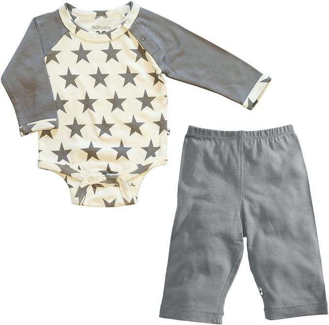 Babysoy Star Bodysuit/Romper + Comfy Solid Pants Playwear Set | Amazon (US)