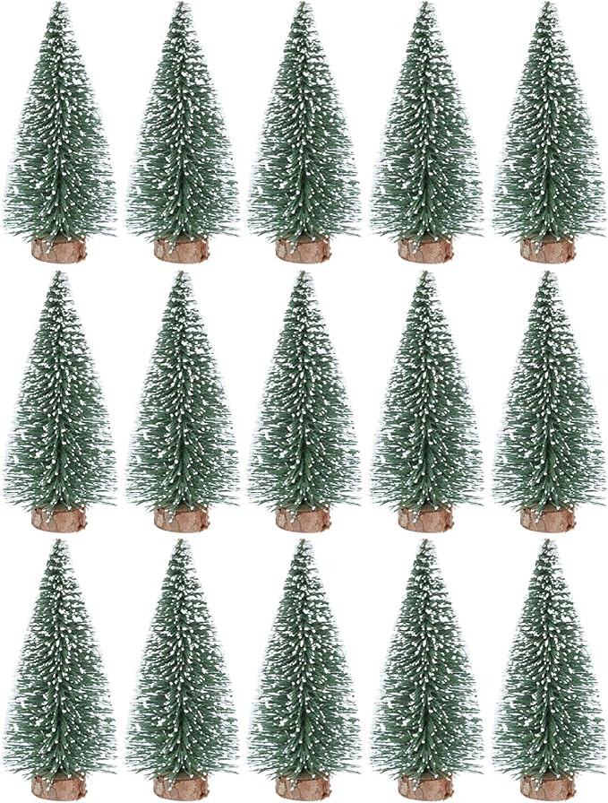 VALICLUD 15pcs Mini Christmas Tree Pine Tree DIY Xmas Bottle Brush Trees Miniature 10cm Sisal Sno... | Amazon (US)