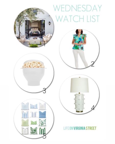 This week’s Wednesday Watch List includes the cutest colorful top for spring and summer, a silicone popcorn popper that I’m obsessed with, a designer look for less circle dot lamp, and the cutest designer look for less pillow covers! Get all the details here: https://lifeonvirginiastreet.com/wednesday-watch-list-408/.
.
#ltkhome #ltkseasonal #ltksalealert #ltkunder50 #ltkunder100 #ltkstyletip #ltkfind patio pillows, Serena and Lily look for less, Amazon home

#LTKSeasonal #LTKhome #LTKunder50