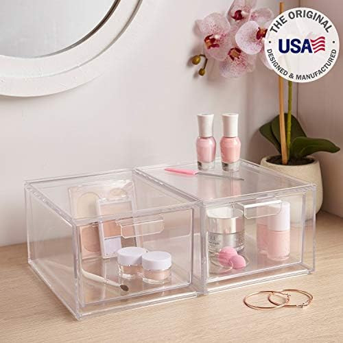 STORi Audrey Stackable Cosmetic Organizer Drawers | Set of 2 | Clear | 4.5-Inches Tall | Amazon (US)