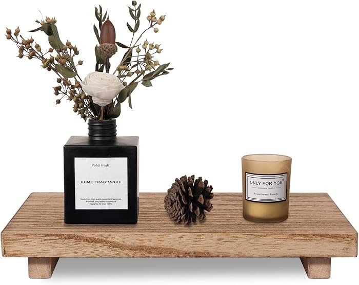 zoocatia Small Wood Tray Pedestal Stand Farmhouse Bathroom Decor Decorative Wooden Riser Kitchen ... | Amazon (US)