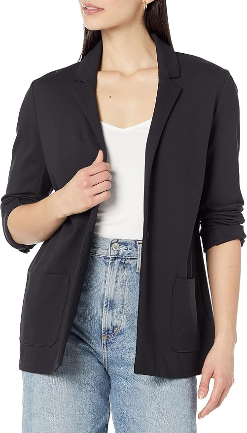 Amazon Essentials Women's Relaxed-Fit Soft Ponte Blazer | Amazon (US)