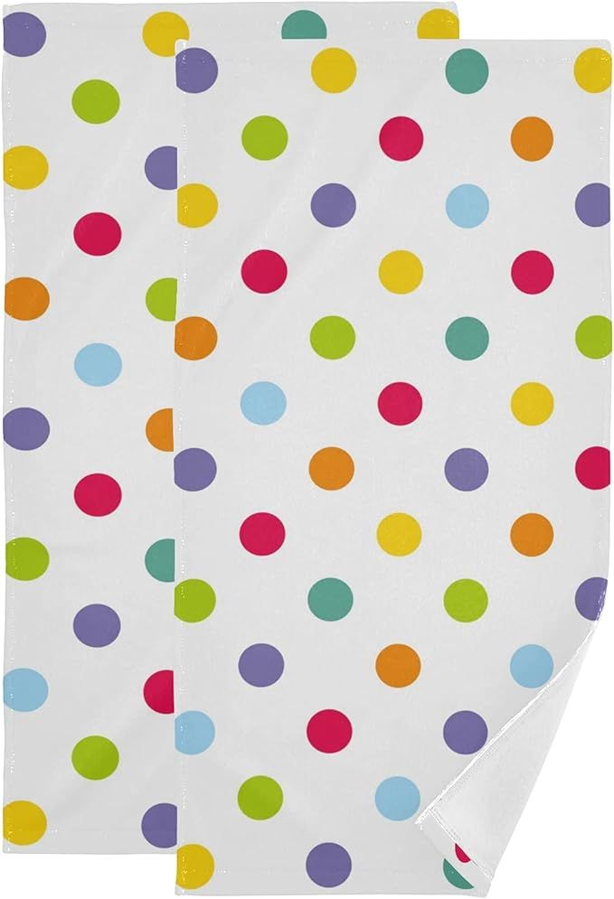 susiyo Colorful Polka Dots Towel 2 Pcs Set, Small Washcloth Fingertip Towel for Home Decor | Amazon (US)