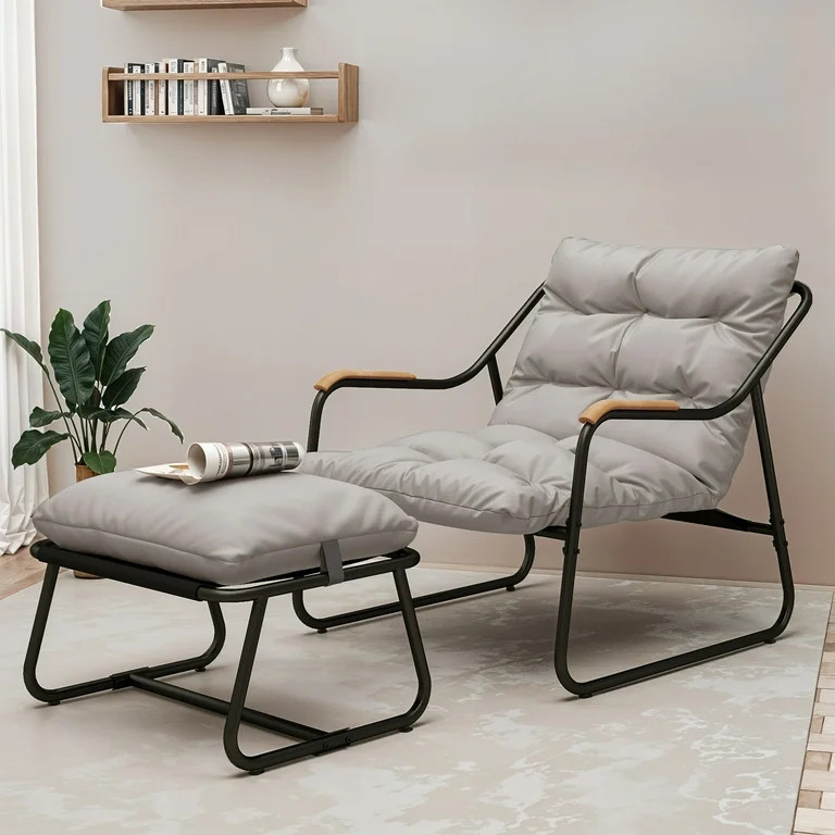 Uforic Patio Outdoor Lounge Chair with Ottoman, Comfy Sling Recliner Set, Textilene Papasan Chair... | Walmart (US)