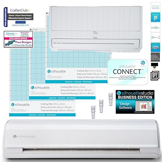 Silhouette Cameo 5 Business Bundle - 3 Cutting Mats, 3 Auto Blades, Silhouette Studio Business Ed... | Amazon (US)