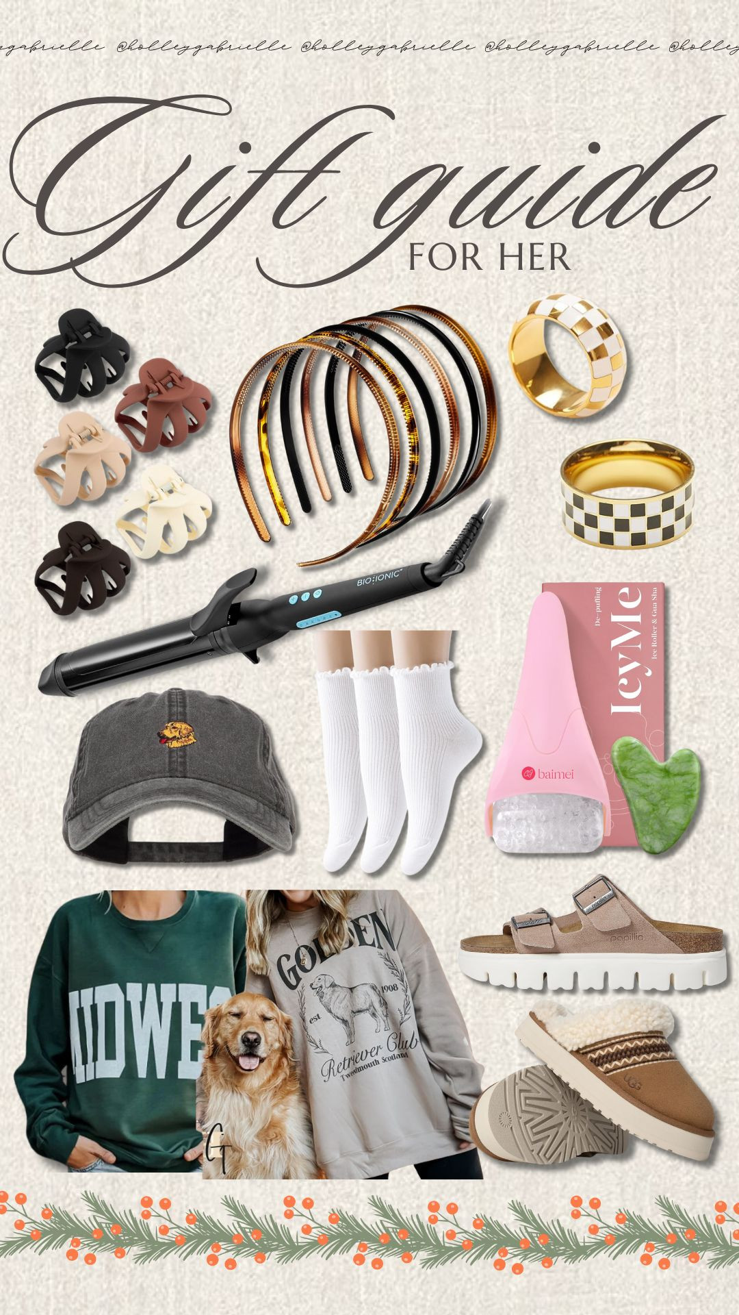 GIFT GUIDE: for her☺️🎁✨ 

gift guide / gift ideas / gift / christmas gifts / holiday gifting / for her / for him / presents / present ideas / gift for in law / gift for neighbor / curling iron / hair clips / rings / checkered rings / ice roller / hat / golden hat / amazon / Holley Gabrielle 

 #LTKGiftGuide #LTKHoliday #LTKSeasonal