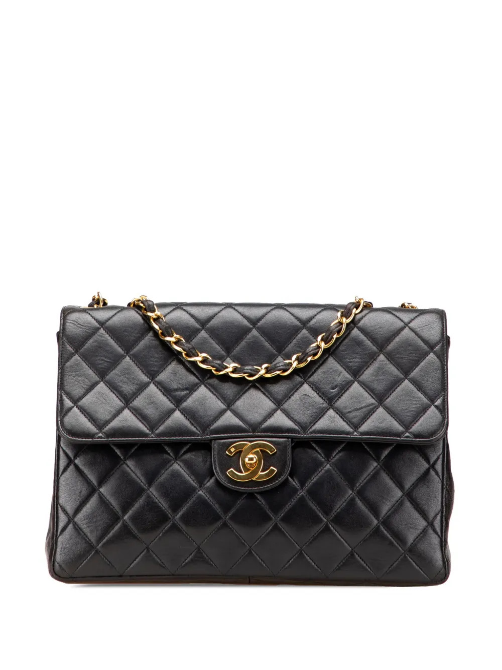 CHANEL Pre-Owned 1996-1997 Jumbo Classic Lambskin Single Flap Shoulder Bag | Black | FARFETCH UK | Farfetch Global