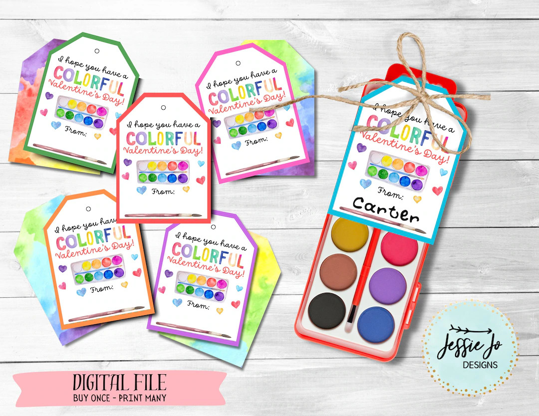 Printable Paint Valentine Tag Watercolor Paint Tag - Etsy | Etsy (US)