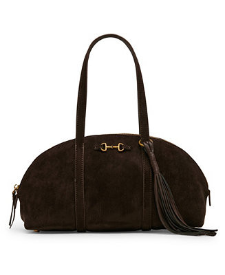 Faux Suede Medium Horse Bit Bowler Handbag | Macy's