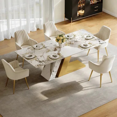 Modern 78.7" Sintered Stone Dining Table Luxotic Seats 6-8 | Wayfair North America