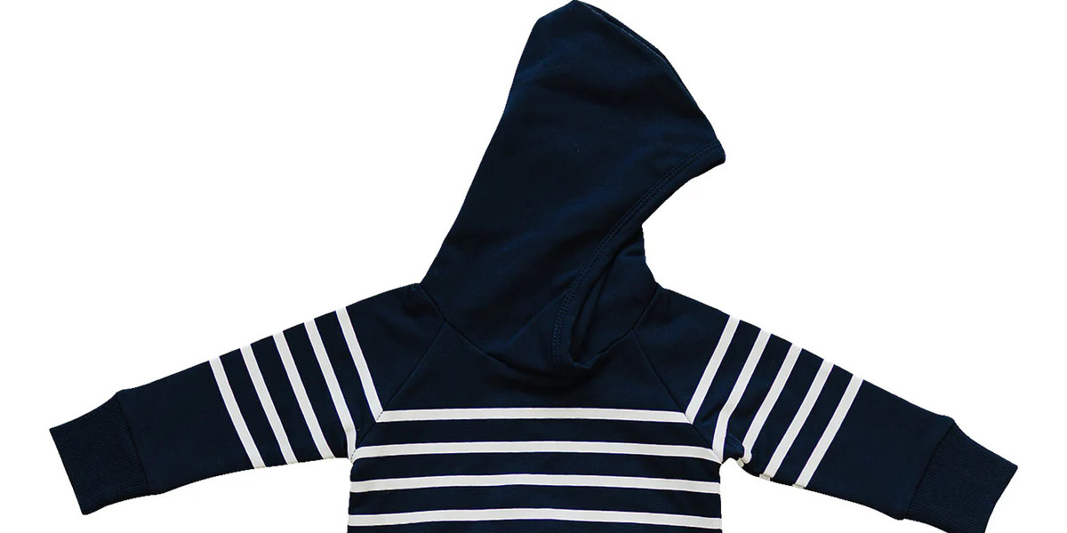Navy Stripes Hooded French Terry Set | Mebie Baby