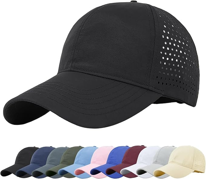 Enwokran Men Quick Dry Sport Baseball Cap, Athletic Fitted Cap Mesh Adjustable Plain Hat Running ... | Amazon (US)