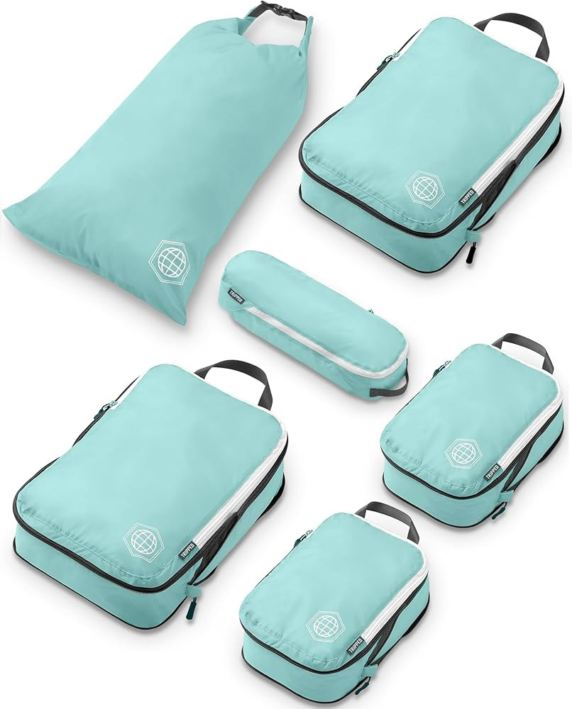 Compression Packing Cubes Set for Travel - Lightweight, Durable Clothes Organizer for Carry-On Lu... | Amazon (US)