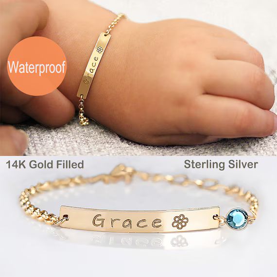 Baby girl Bracelet Gold, Silver, Toddler Bracelets, Baby Bracelet Girl, Personalized Baby Boy Gif... | Etsy (US)