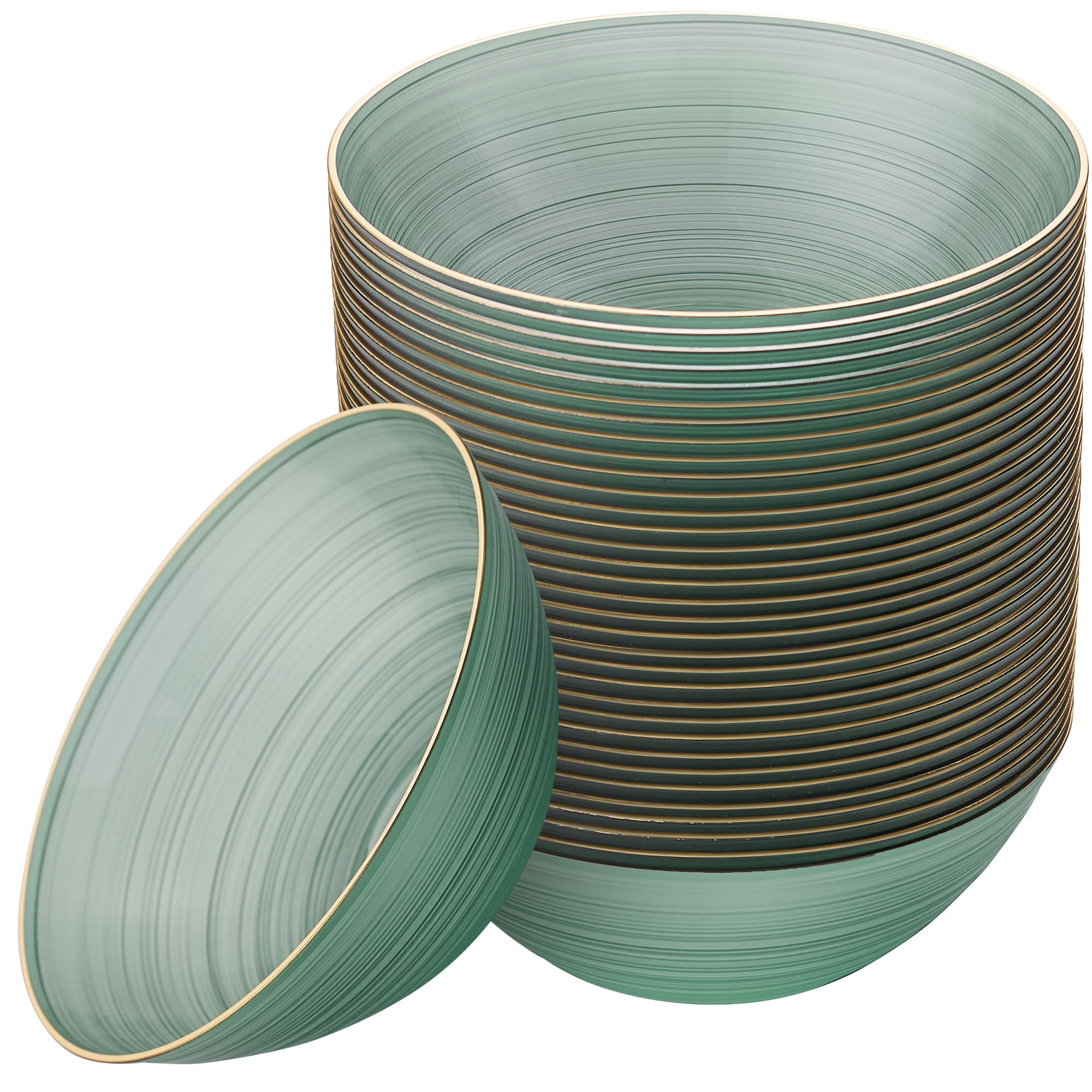 PLASTICPRO 32 Pieces Crystal Design Plastic Bowls 16 ounce Gold Rim Elegant Disposable Plates, Tr... | Amazon (US)