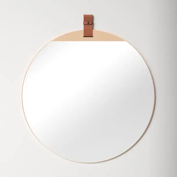 Lanny Round Leather Wall Mirror | Wayfair North America