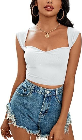 LYANER Women's Square Neck Ribbed Knit Sleeveless Slim Fit Solid Crop Top Shirt | Amazon (US)