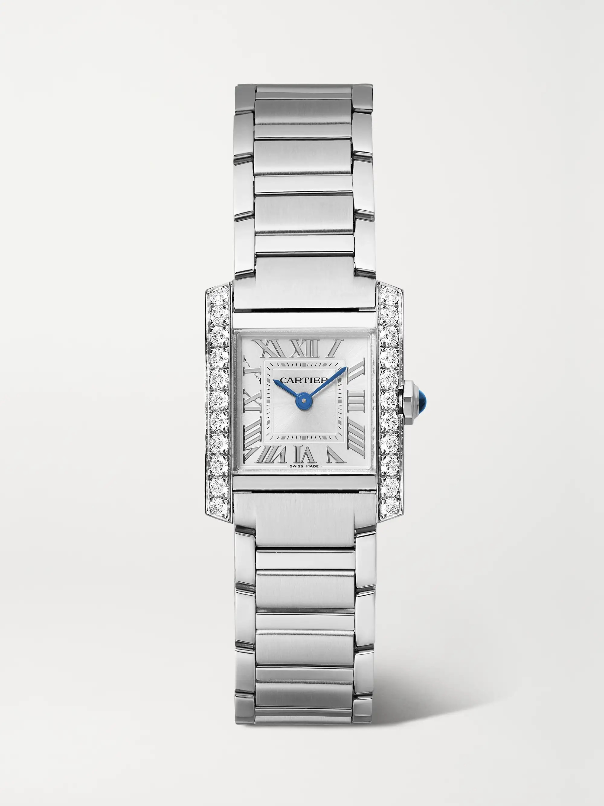 Tank Française 25mm small stainless steel diamond watch | NET-A-PORTER (US)