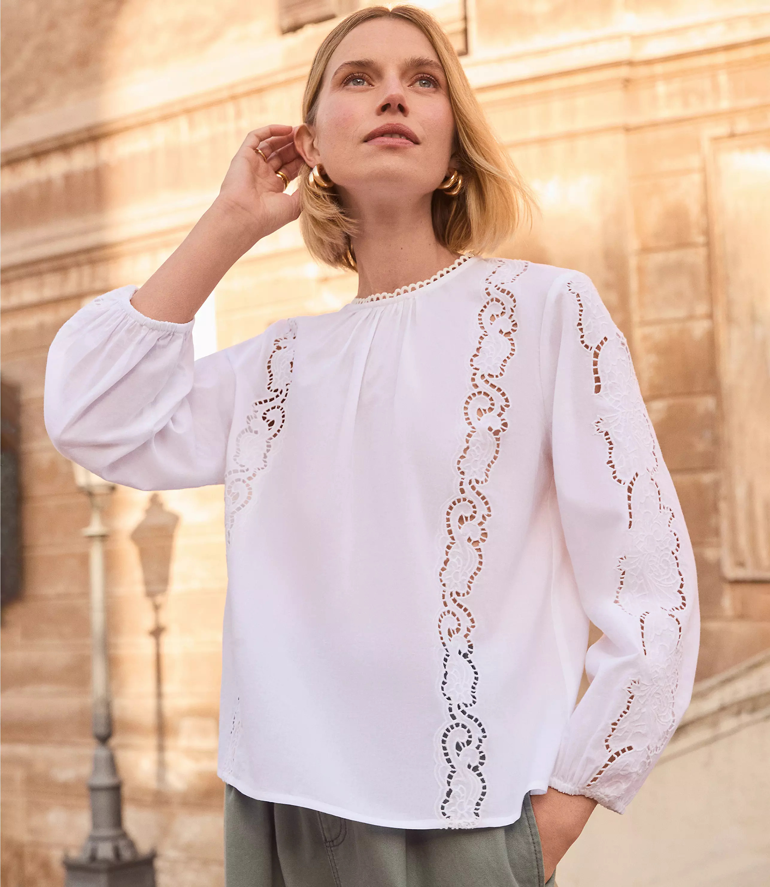 Lace Trim Blouse | LOFT