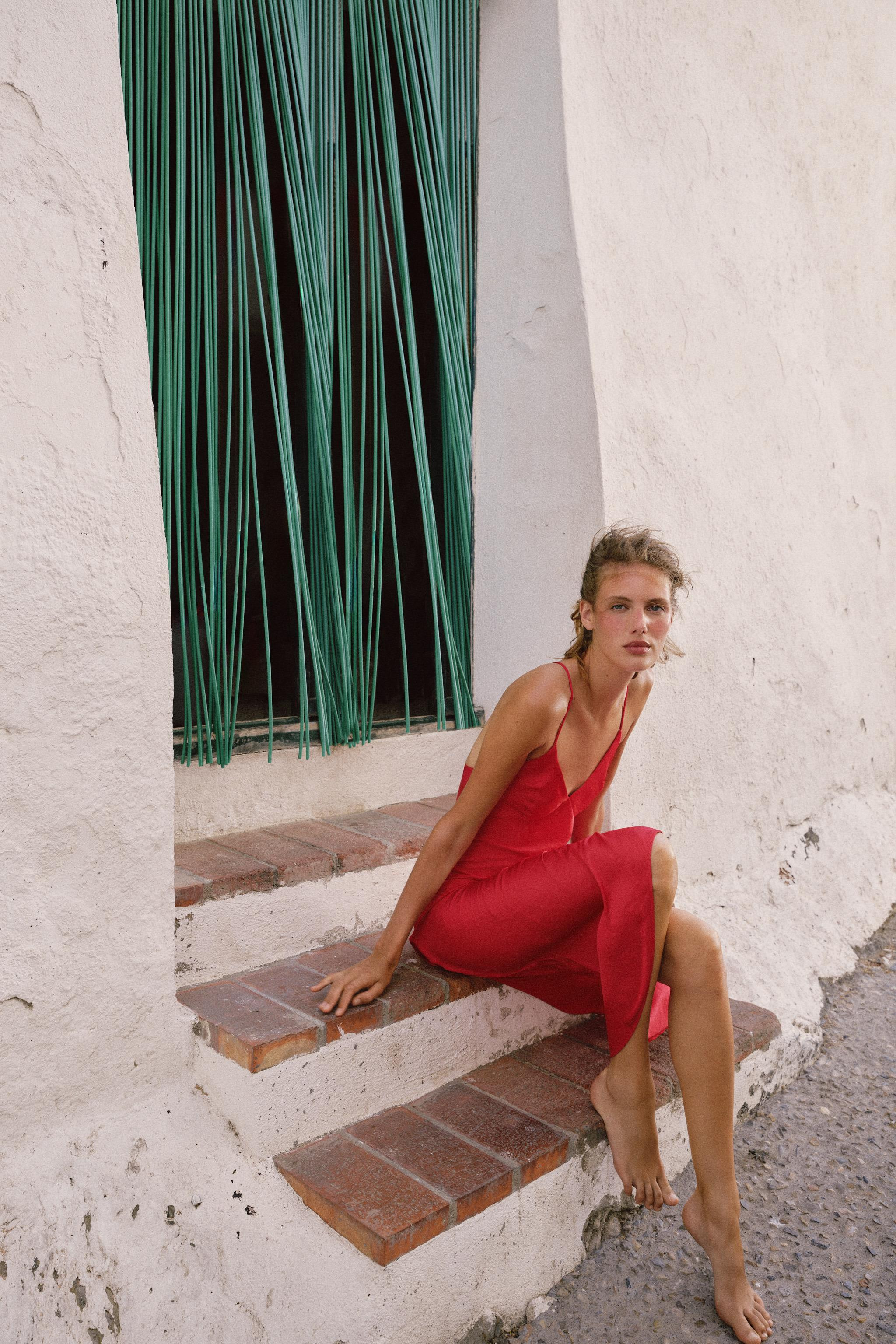 BEADED SATIN MIDI DRESS | Zara UK