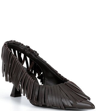 Warrick Leather Fringe Slingback Pumps | Dillard's