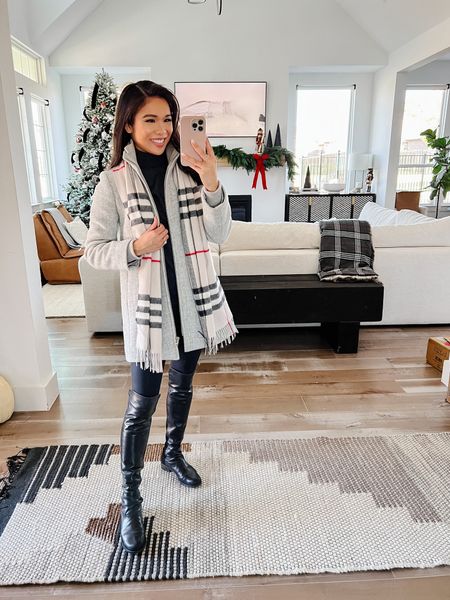 My favorite over the knee leather boots are on sale for 25% off with code SWBF25! They fit true to size and can be dressed up or down. Also linking a similar wool coat and the Burberry scarf I love  

#LTKCyberweek #LTKshoecrush #LTKsalealert