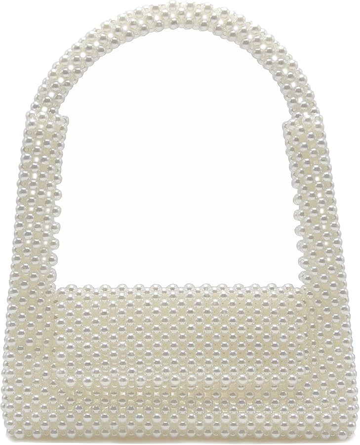 Miuco Pearl Bag Clutch Purses For Women Wedding Bride Purse Sparkly Glitterl Beaded Handbag | Amazon (US)