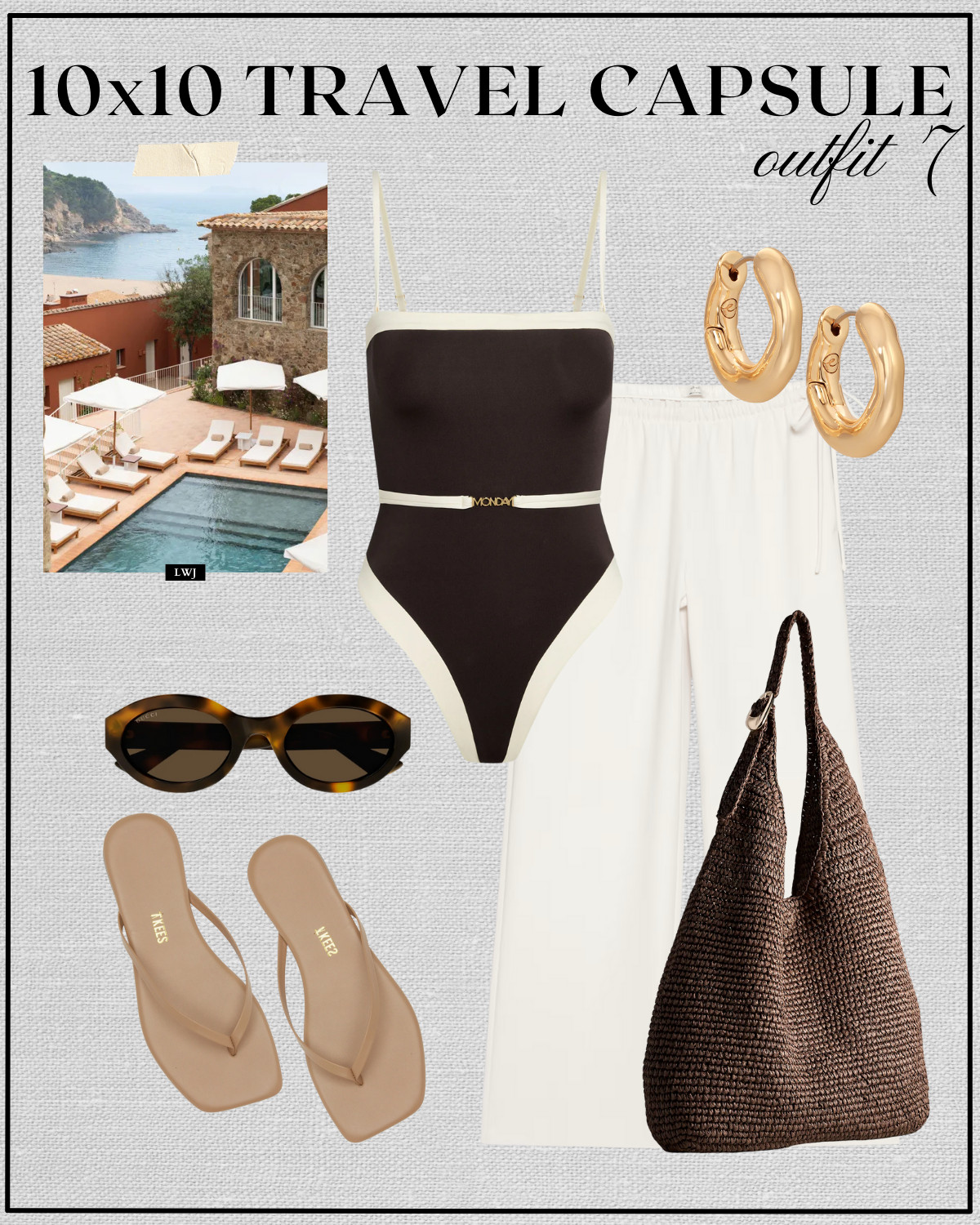 beach getaway outfit inspo

monday swimwear / chic one piece / artizia artisan pull on pants / gold hoop earrings / chocolate brown woven tote / oval tortoise shell sunglasses / light tan sandals / elevated style / classic style / chic style  

 

#LTKTravel