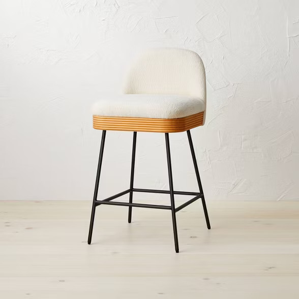 Sepulveda Mixed Material Counter Height Barstool Ivory/Natural - Opalhouse™ designed with J... | Target