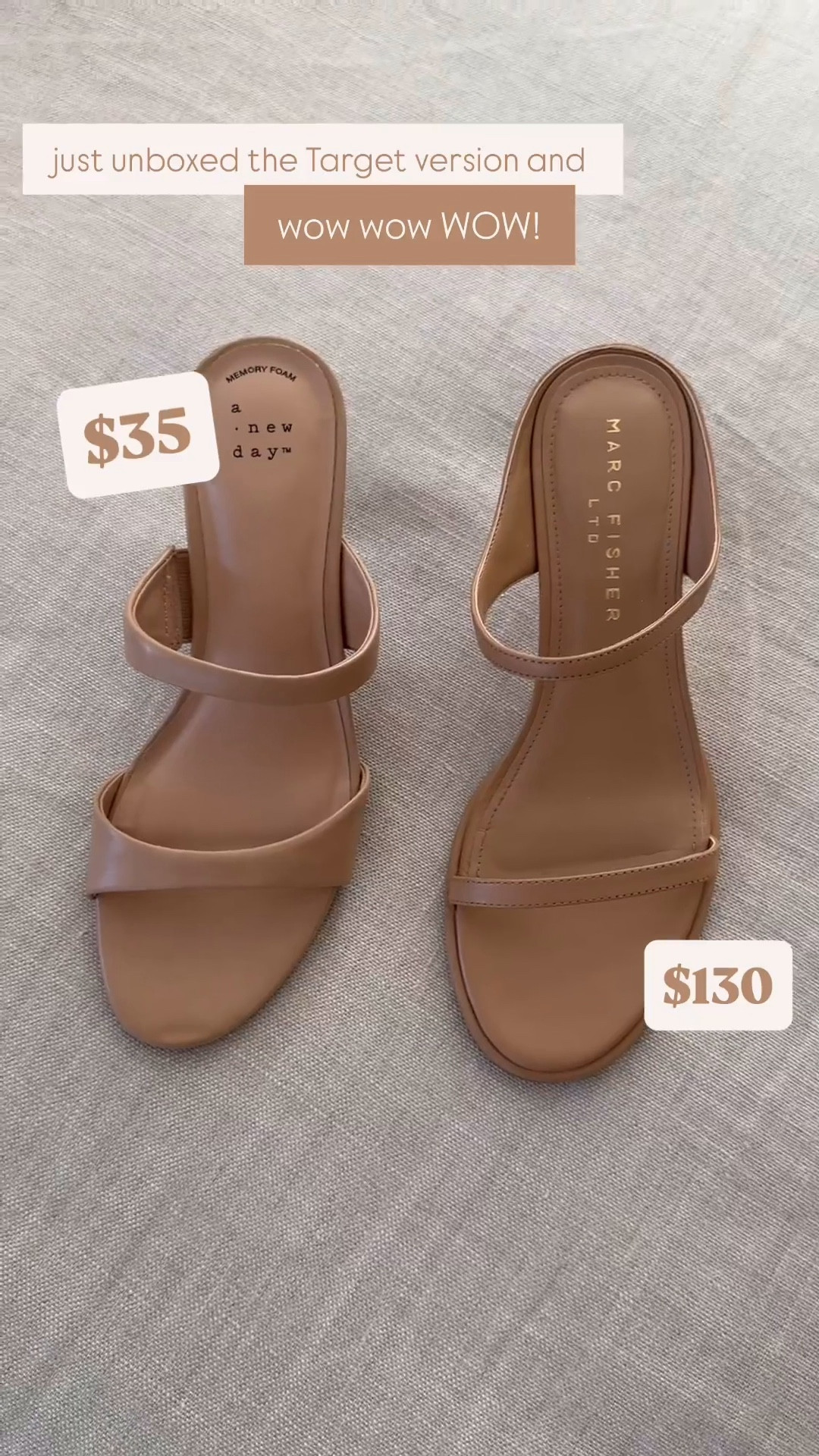 Now 40% off!! okay, *add to cart* immediately if wanting this look for less! Nearly identical, the $130 option has slightly thinner straps, but heel height, cushioning and overall style basically identical. Target sandals $35 vs Marc Fisher $130! 

#LTKSaleAlert