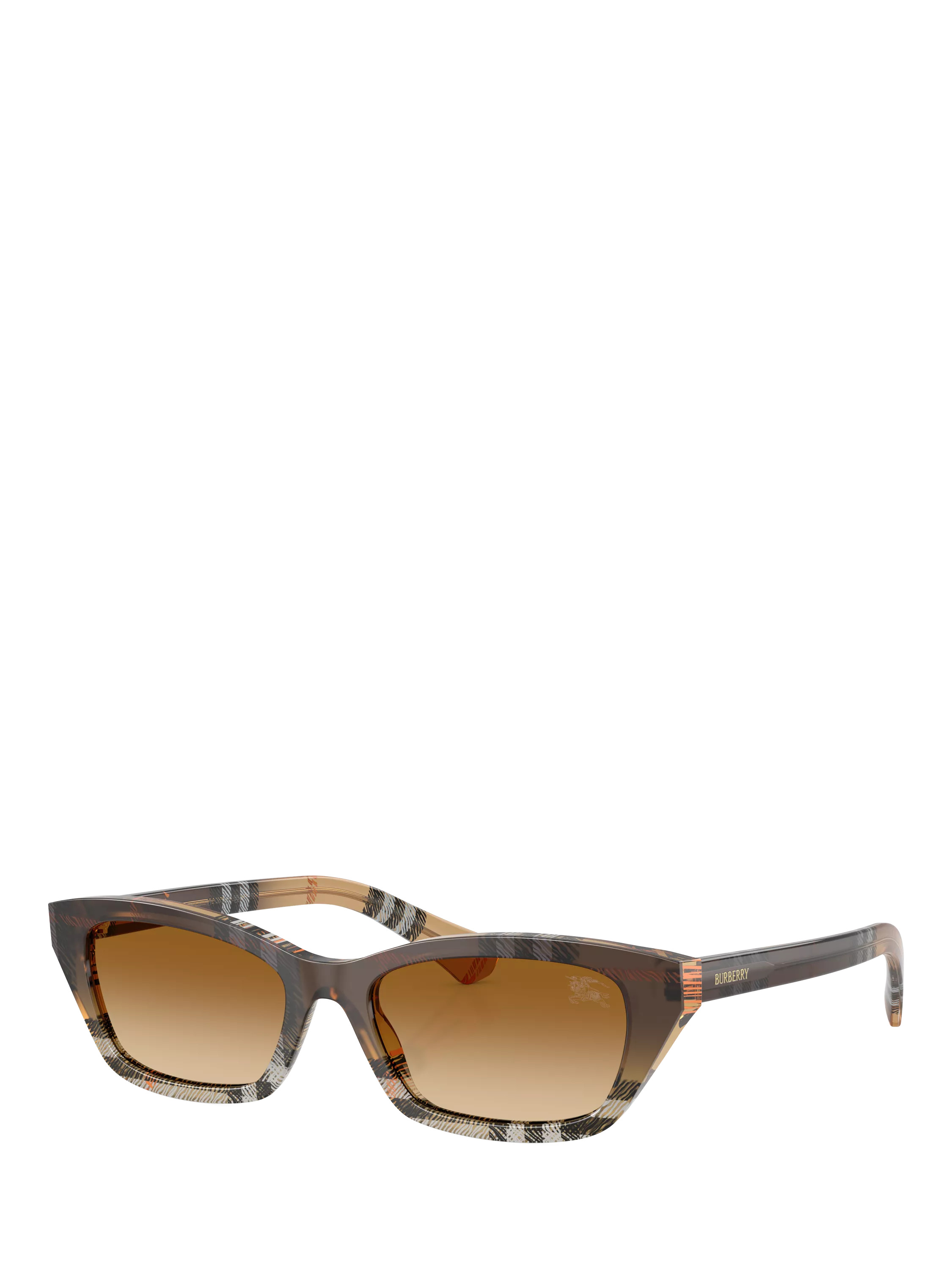Burberry BE4488 Women's Rectangular Sunglasses, Check Gradient Sand/Brown Gradient | John Lewis (UK)