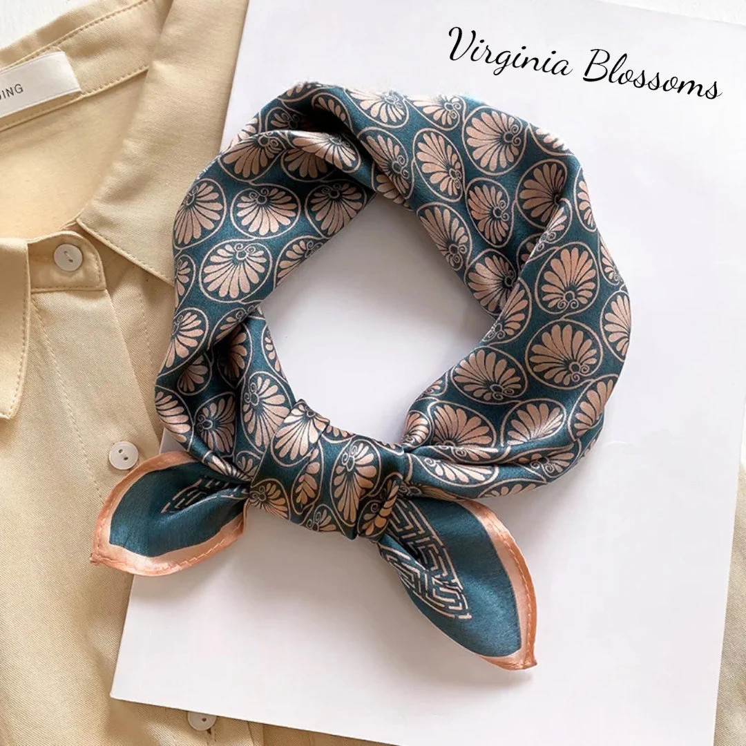 Green Scarf 53cm Silk Square Scarf, Women's Scarf, Fashion Scarf, Silk Bandana, Silk Head Scarf, ... | Etsy (UK)