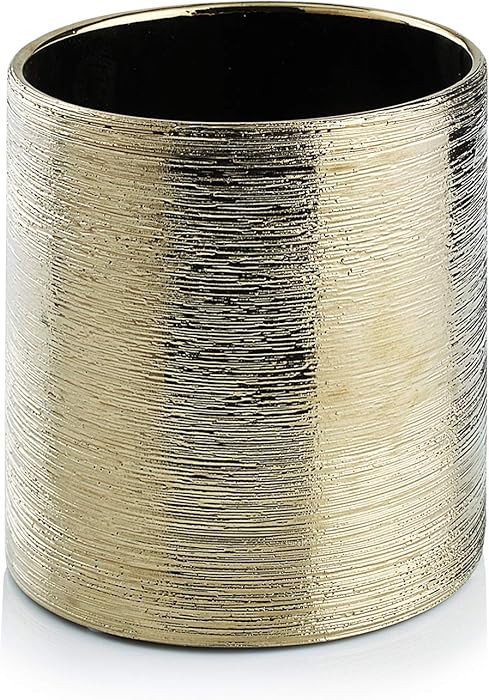 WGVI Gold Etched Ceramic Cylinder Vase Width 3.75" Height 4", Flower Arrangements, Candle Holder,... | Amazon (US)