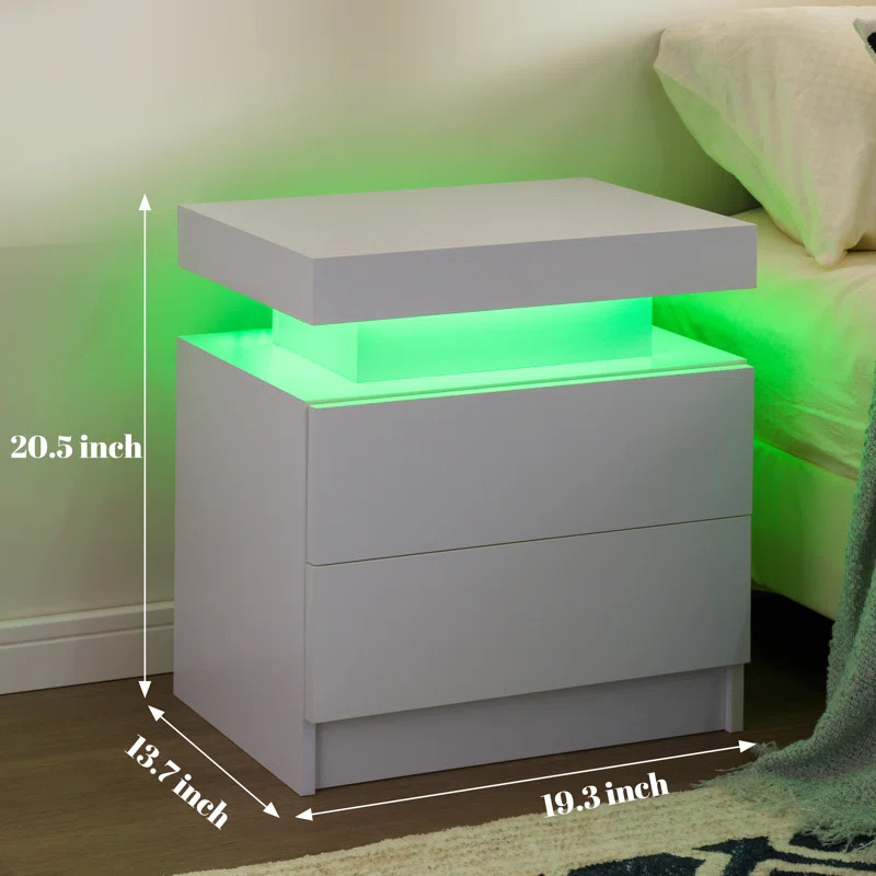 Orren Ellis LED Nightstand with Drawers & Reviews | Wayfair | Wayfair North America