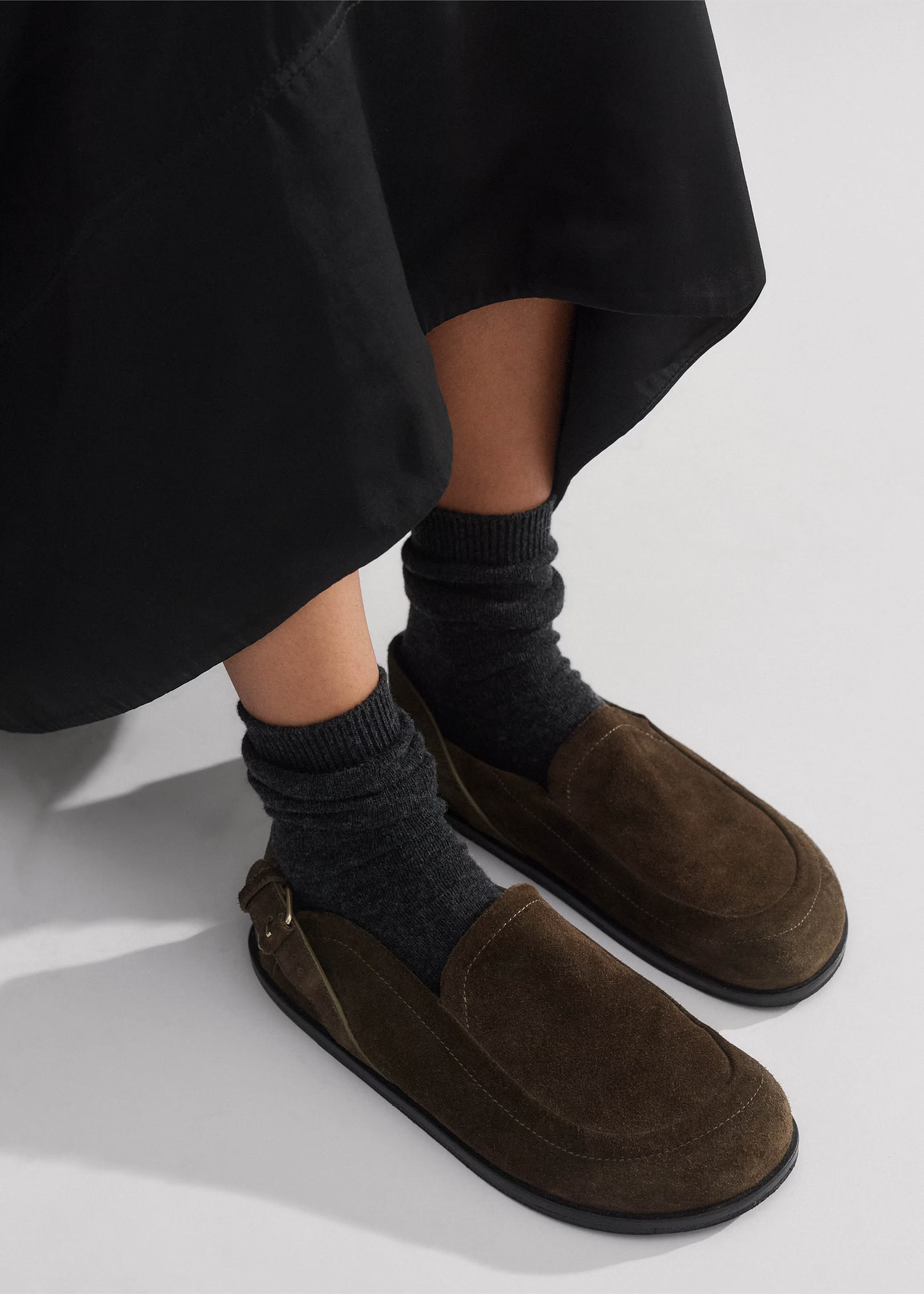 Khaki Suede Clog | Women's Footwear | ME+EM | ME+EM Global (Excluding US)