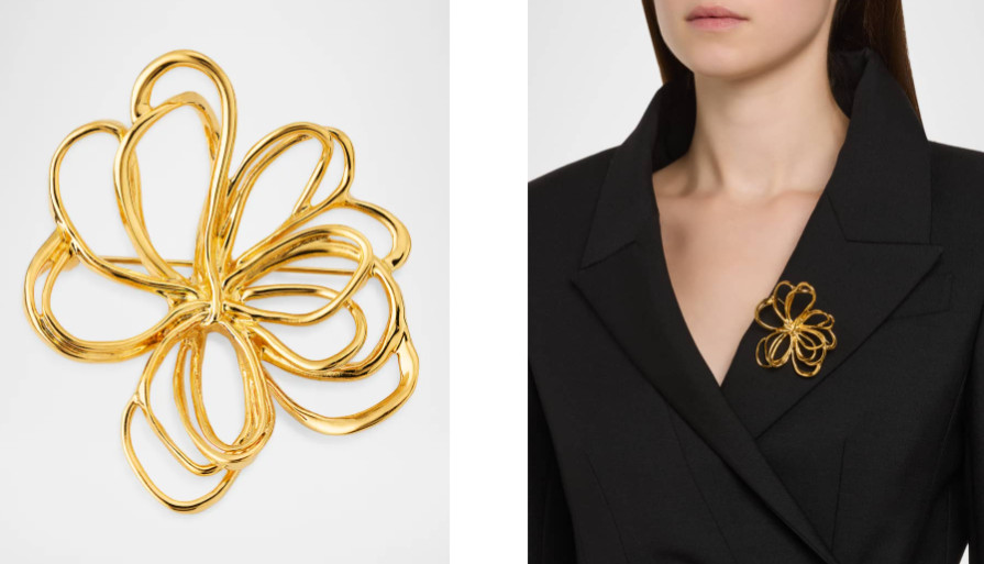 Oscar de la Renta Large Wire Flower Brooch

Like a sculptor, Oscar de la Renta transforms golden wire into a flower silhouette for this threaded pin.
Approx. 2.5" diameter (65mm)
Gold-tone brass
Safety-pin closure
Made in Italy 

 #LTKNYFW #LTKValentine