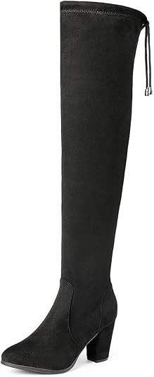 DREAM PAIRS Women's Thigh High Over The Knee Fashion Boots Block Mid Heel Long Sexy Faux Fur Boot... | Amazon (US)