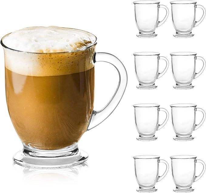 Glass Mugs,QAPPDA Clear Coffee Mugs With Handle 15 oz,Tea Mugs 450ml,Beer Glasses With Handle,Gla... | Amazon (US)
