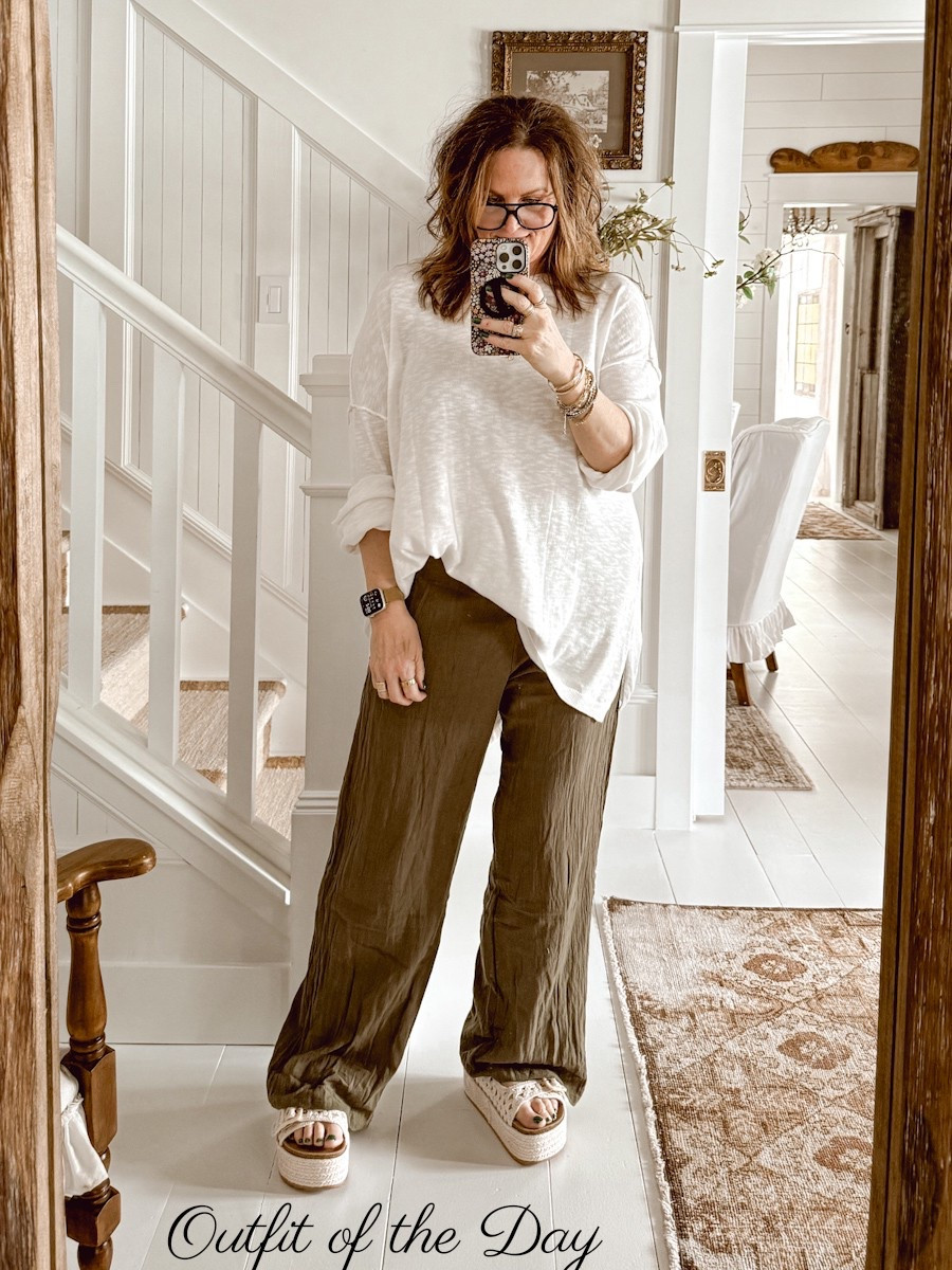 My outfit of the day is a mixture of finds from Amazon, Walmart, and DSW. This outfit is so lightweight and comfortable. I got my true size in the pants and sized up in the top for an oversized look. The shoes also run true to size. I also included my layered bracelets. 

#LTKSeasonal #LTKStyleTip #LTKMidsize