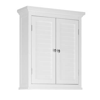Simon 20 in. W x 24 in. H x 7 in. D Bathroom Storage Wall Cabinet with 2 Shutter Doors in White | The Home Depot