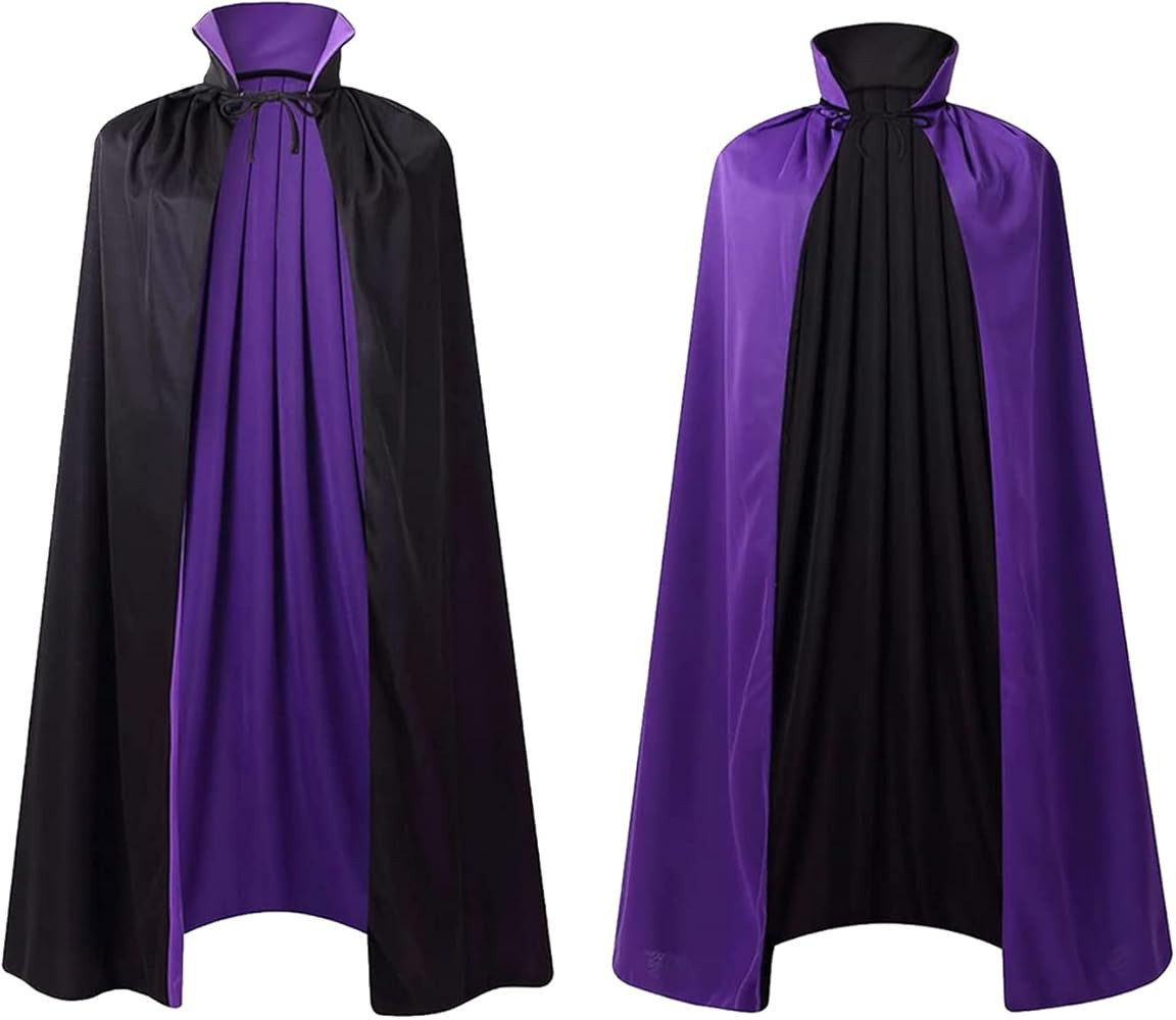 Stand Collar with Hood Reversible Cloak Masquerade Cape Costume, Black and Red | Amazon (US)