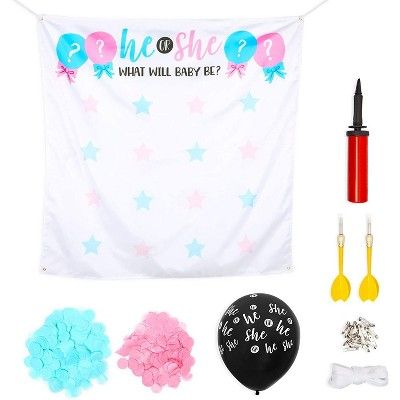 Sparkle and Bash 45 Pieces Gender Reveal Party Supplies, Balloons, Tapestry and Darts (Pink, Blue... | Target
