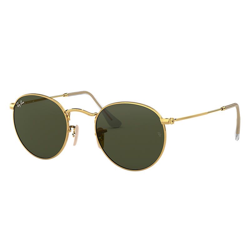 Ray-Ban Round Metal Gold Sunglasses, Green Lenses - Rb3447 | Ray-Ban (US)