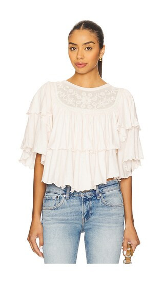 Free People Rose Party Tee in Ivory. - size S | Revolve Clothing (Global)