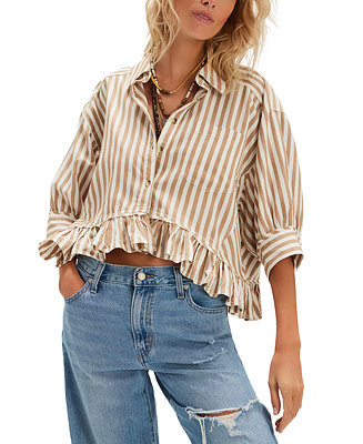 Free People Women's Bailey Striped Shirt - Macy's | Macy's