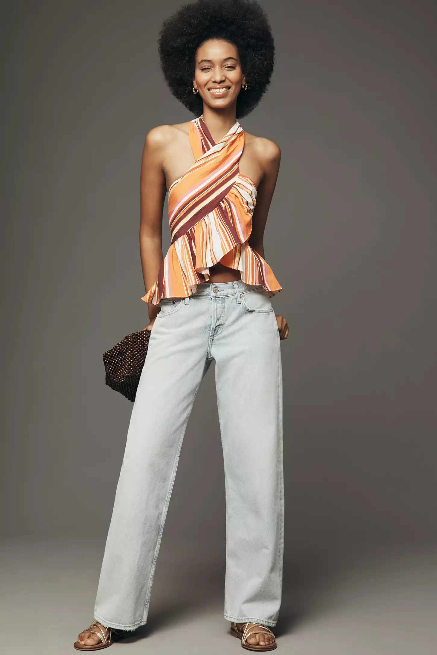 Mare Mare Ruffle Cross-Neck Halter Tank | Anthropologie (US)